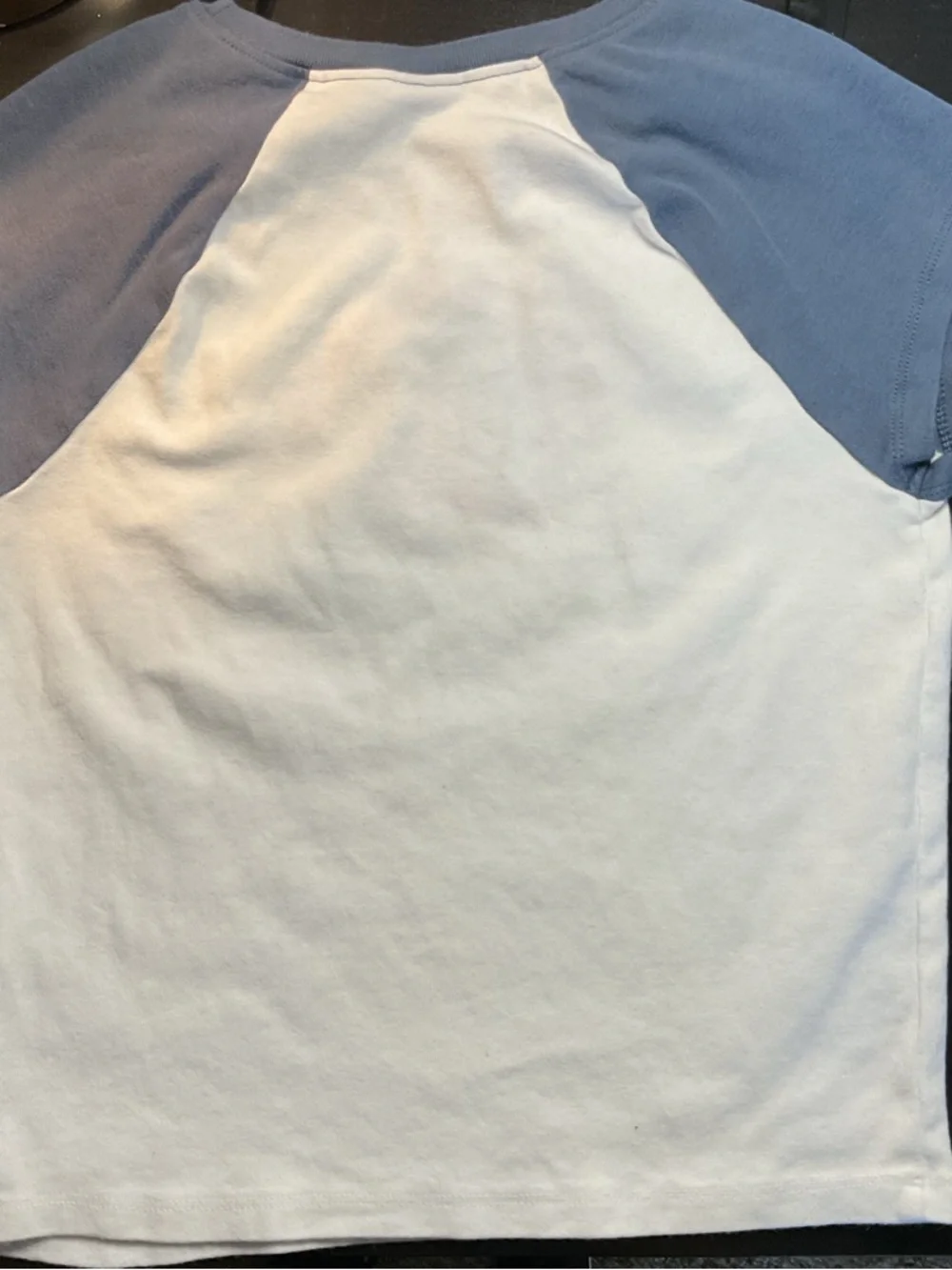 Messy Bun "Let's Go Girls" Raglan Tee Medium White Dusty Blue Cotton Graphic - Picture 5 of 5